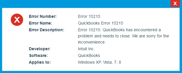 QuickBooks Error 15215 Symptoms
